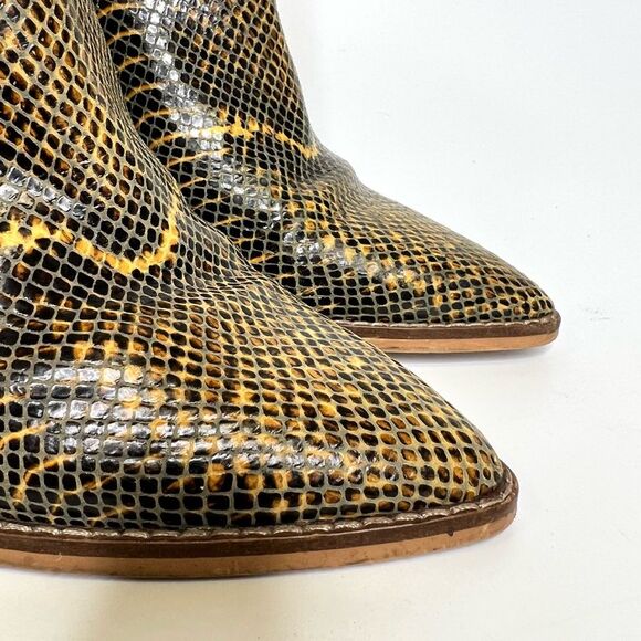 Lucky Brand Adalan Leather Ankle Booties Natural Brazino Snake 7 - Picture 6 of 15